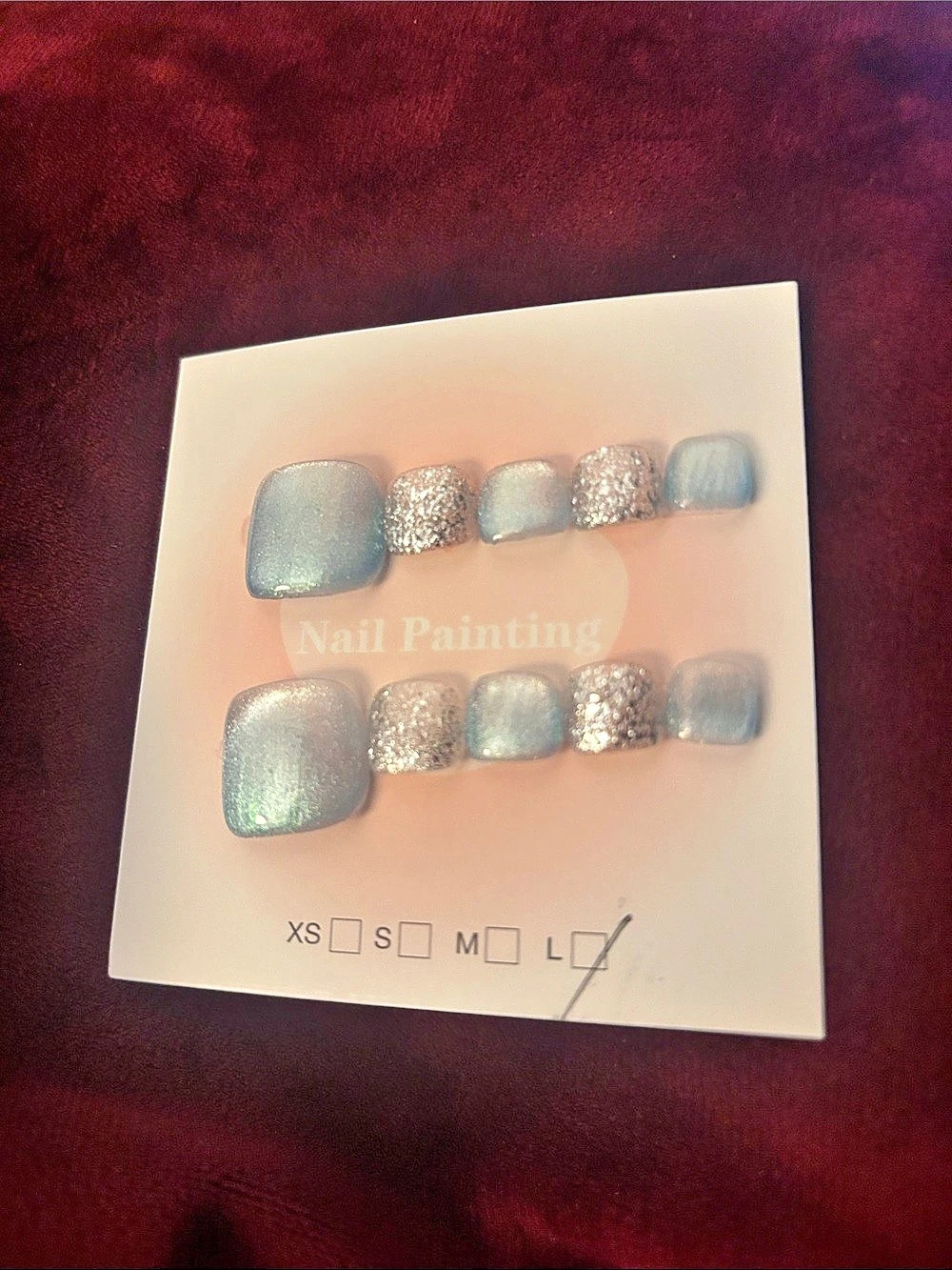 Silver & Green Nail Painting Press-On Nails